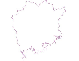 岡山県　地図　白　イラスト