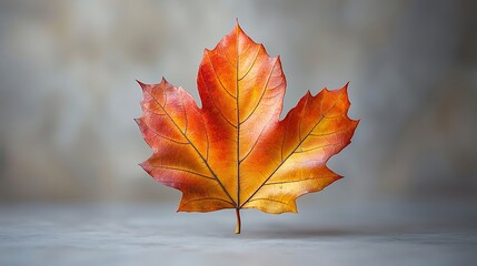 Obraz premium Autumn Maple Leaf on Neutral Background
