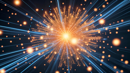 Fototapeta premium Abstract Cosmic Energy Blast with Ethereal Illumination and Sparkling Dots