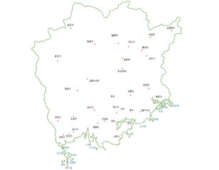 岡山県　地図　白　斑点　イラスト