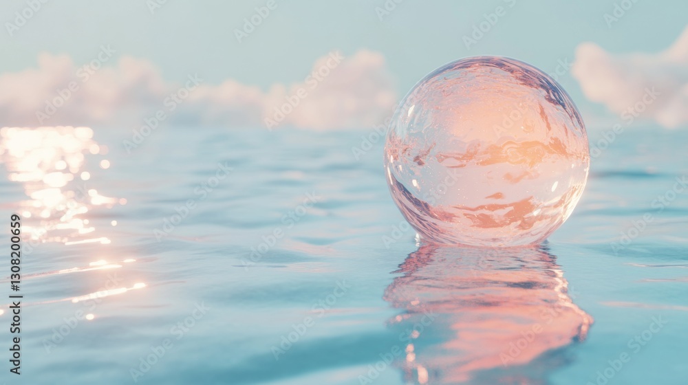 Aufkleber softly glowing vibrant molecular bubble floating in standard environment for creative science visual