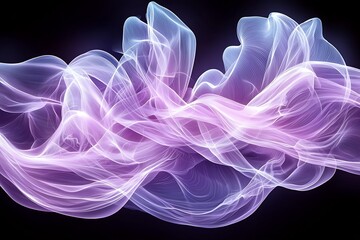 Fototapeta premium Glowing purple, blue smoke swirls, dark background