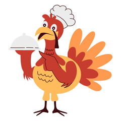 Cute Thanksgiving Turkey Character with Cartoon Design. Vector Illustration.