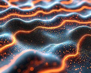 Glowing Particle Waves Abstract Background