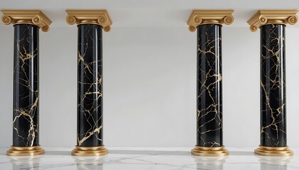 Elegant Black and Gold Marble Columns in Classic Interior Design