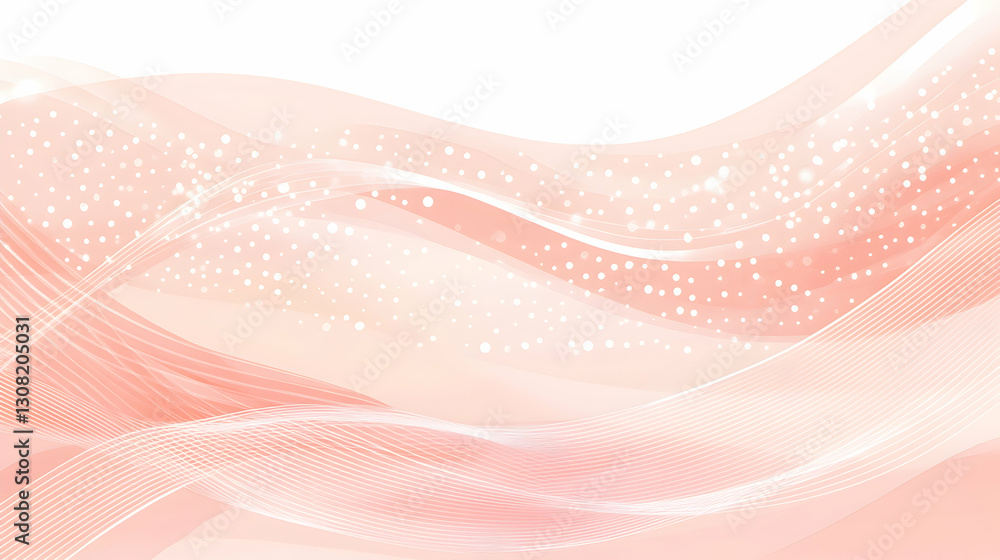 Poster elegant peach and white abstract background with flowing wavy lines and subtle sparkle. perfect for 