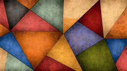 Abstract Geometric Textile Pattern  Multicolored Triangles Background