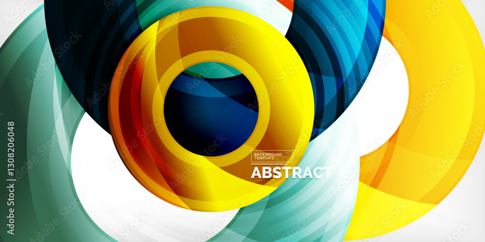 Poster Bright colorful circles with light effects. Abstract background