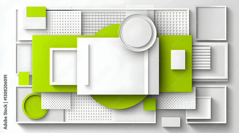 Poster abstract geometric background with lime green and white shapes. modern design for presentations, web