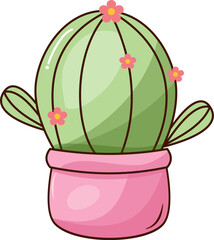 Cute doodle plant on the pot hand drawn