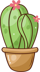 Cute doodle plant on the pot hand drawn