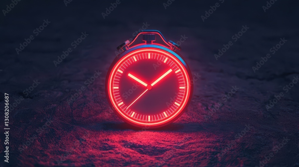 Poster a glowing red alarm clock stands out against a dark background, creating a striking visual effect th