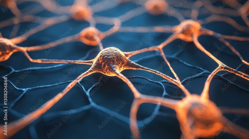 Poster a close-up view of interconnected neurons, showcasing their intricate structure and vibrant colors a