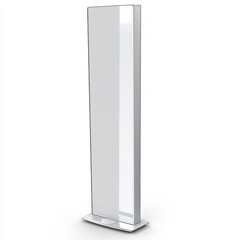 Tall glass display stand featuring a vertical blank led screen ready for advertising and promotional use