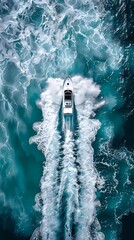 Waves and boat illustration poster background