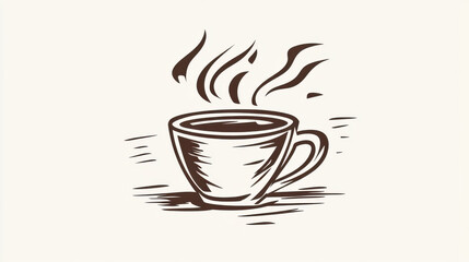 Obraz premium minimalist illustration of steaming coffee cup, evoking warmth and comfort