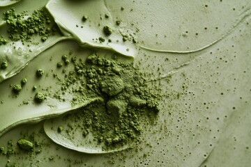 Elegant Macro Shot of Matcha on Creamy Surface