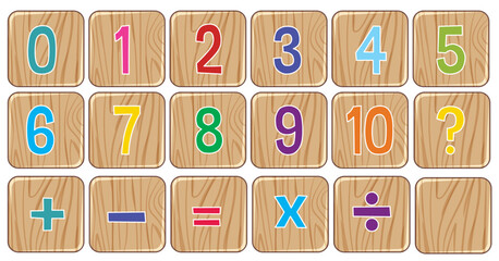 Colorful Wooden Math Tiles for Learning