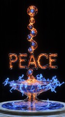 Fiery peace fountain flows