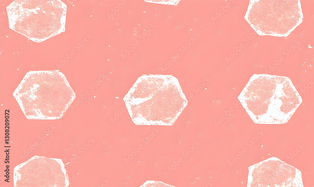 Poster abstract pink background with white hexagonal shapes, creating a textured and artistic pattern ideal