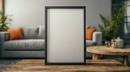 Modern Minimalist Poster Frame Mockup in Scandinavian Living Room