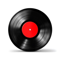 Black Vinyl Record with Red Label