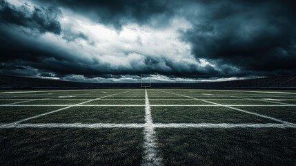 Stormy Sky Over Empty Football Stadium
