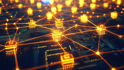 Secure tech design features encryption with digital locks on circuit boards.
