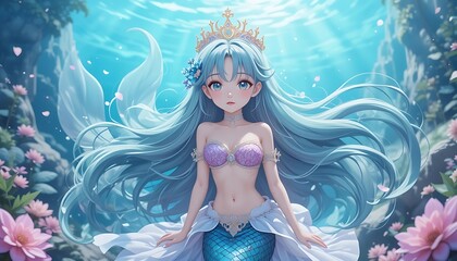 Serene Mermaid Princess Undersea Realm