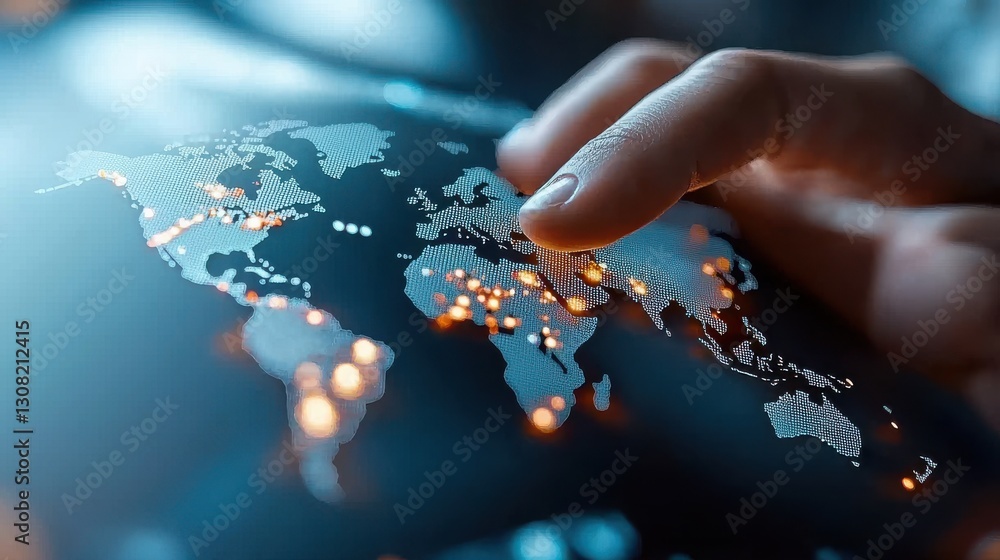 Aufkleber glowing world map with illuminated borders and connections symbolizing global interconnectivity tech