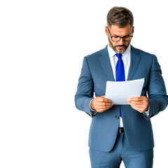 Businessman Reviewing Documents in Modern Office Environment
