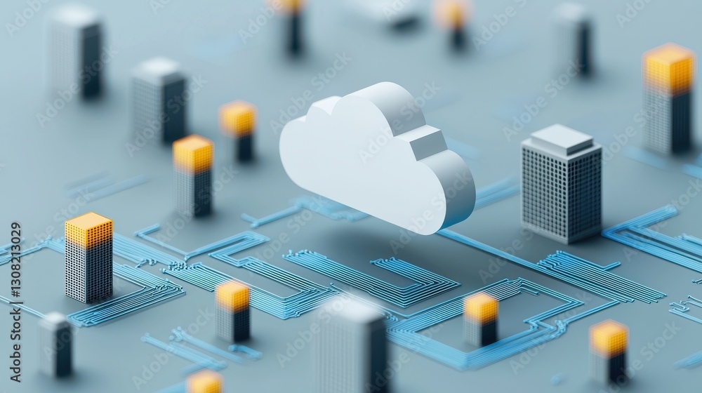 Aufkleber futuristic digital circuit board with cloud computing concept representing innovative business and t