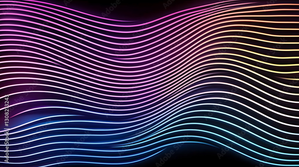 Poster dynamic abstract wave patterns digital art visual design dark background creative perspective modern