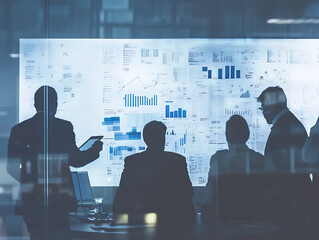 Business strategy meeting corporate office infographic presentation modern environment group viewpoint data analysis concepts