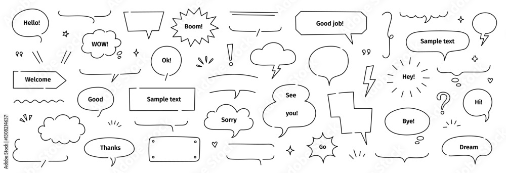 Aufkleber line frame text speech bubble set. line balloon frame design talk speech bubble frame. comic japan s