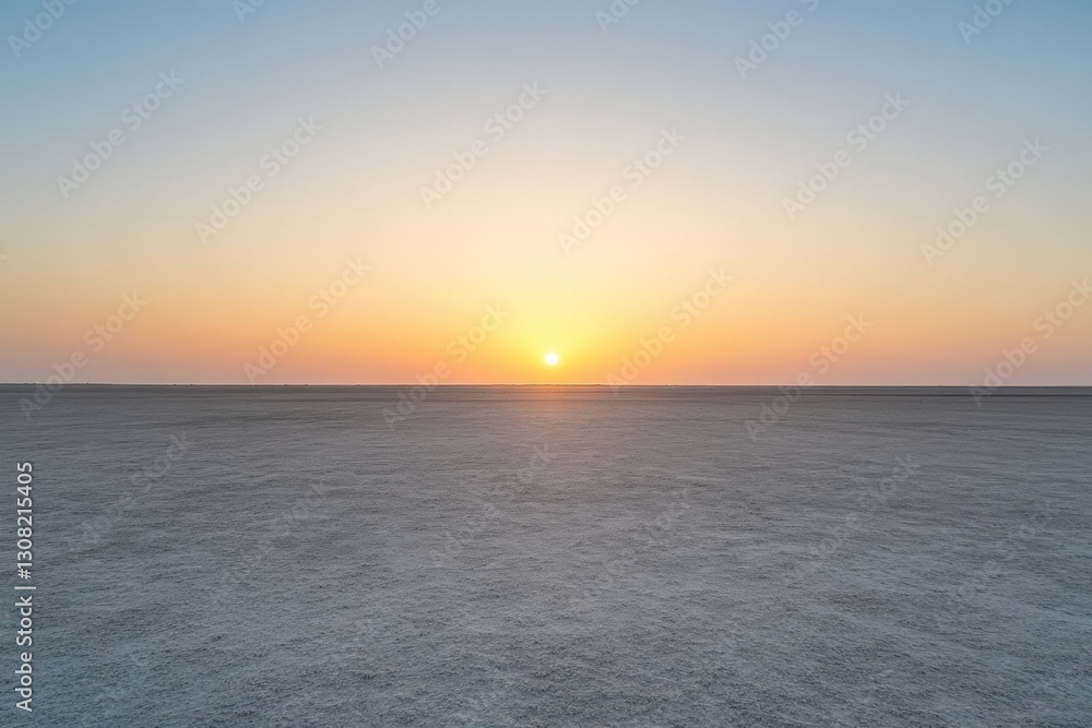 Poster stunning sunset over an empty beach with vast sandy stretch and horizon ready for reflection generat