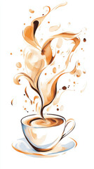 vibrant coffee splash illustration with artistic brush strokes