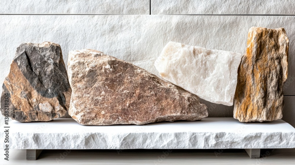 Poster diverse collection of minerals displaying unique colors and textures captured in a natural and artis