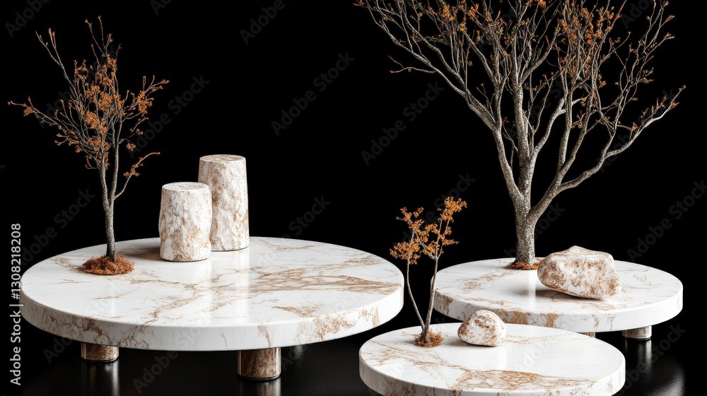 Aufkleber elegant table decorated with a stylish vase and a small tree creating a serene and inviting indoor a
