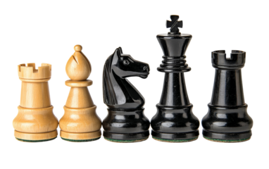 Chess set isolated on transparent background, PNG file, strategic play