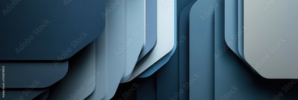 Fototapete professional paper art background with geometric shapes in muted blue and gray tones designed for fo