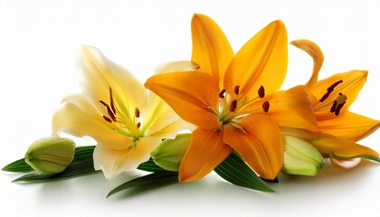 Fototapeta premium easter lily flowers on white background