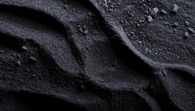 carbon powder or black charcoal powder dark textured background volcano dust moving on surface close up