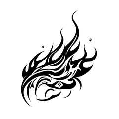 Flaming Tribal Tattoo with black ink design