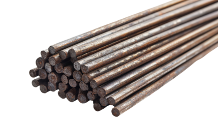 Industrial welding rod isolated on transparent background, PNG file, clean and sharp