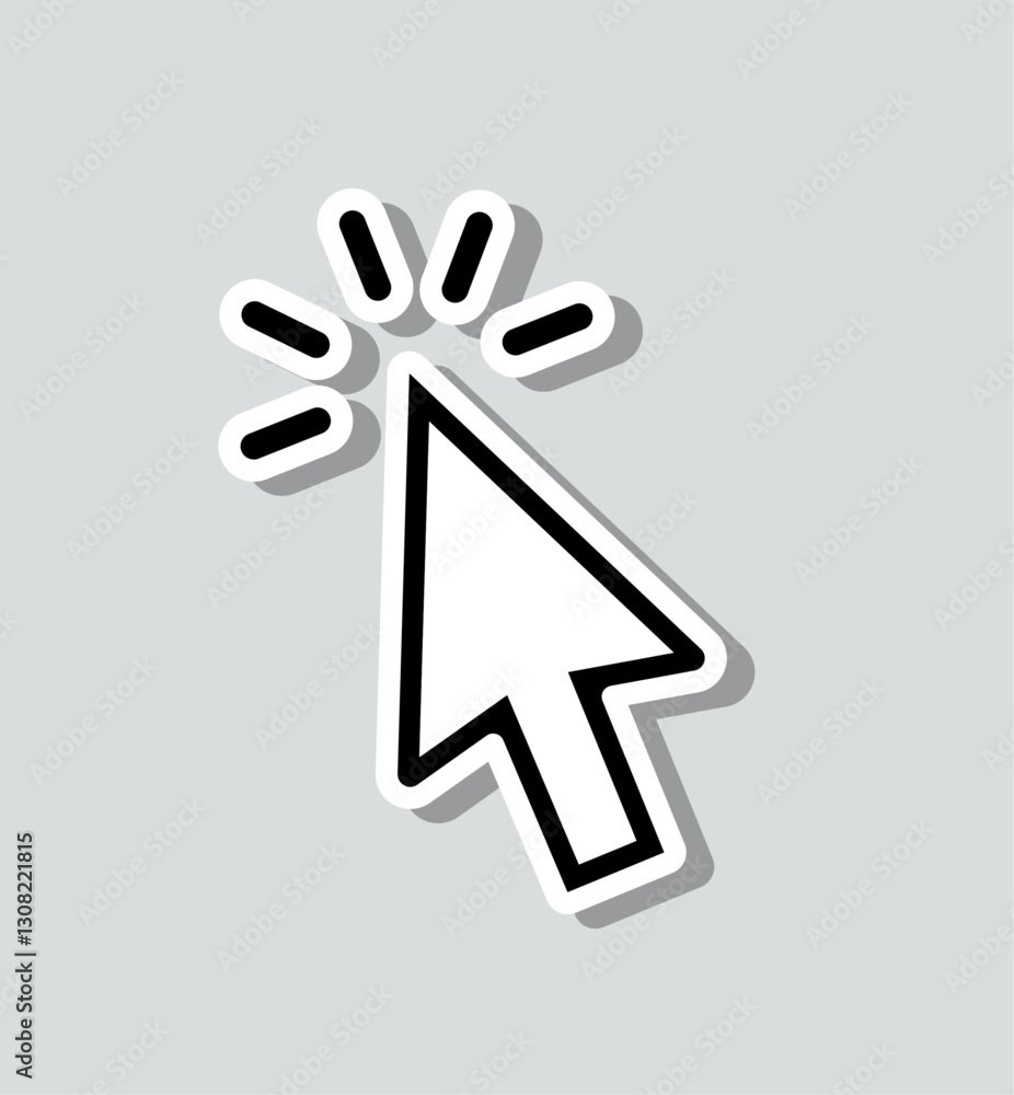 Poster click icon sticker. pointer arrow icon. cursor icon vector