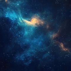 Nebula swirls in deep space with glowing stardust and celestial clouds background