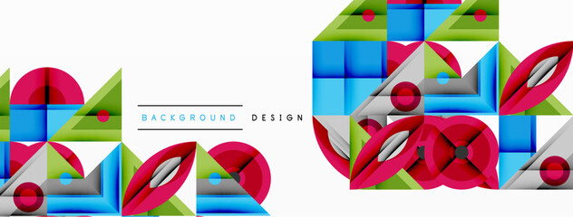 Dynamic geometric composition with sharp angles, circular forms, and gradient colors