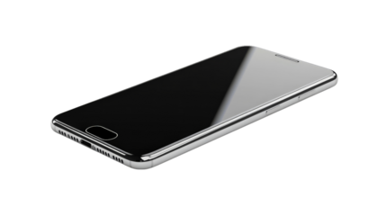 Modern smartphone isolated on transparent background, PNG file, high-resolution