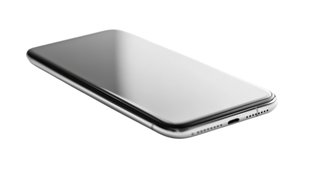 Modern smartphone isolated on transparent background, PNG file, sleek and minimal